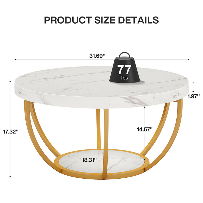 Table basse ronde moderne (table incluse seulement), Blanc