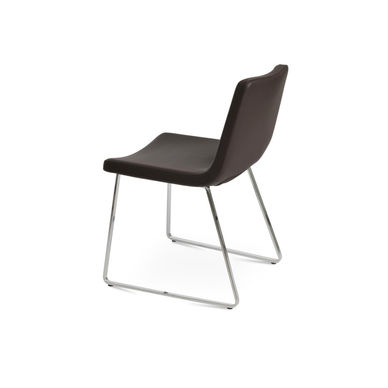 Roma Metal Solid Back Side Chair, Brown Faux Leather