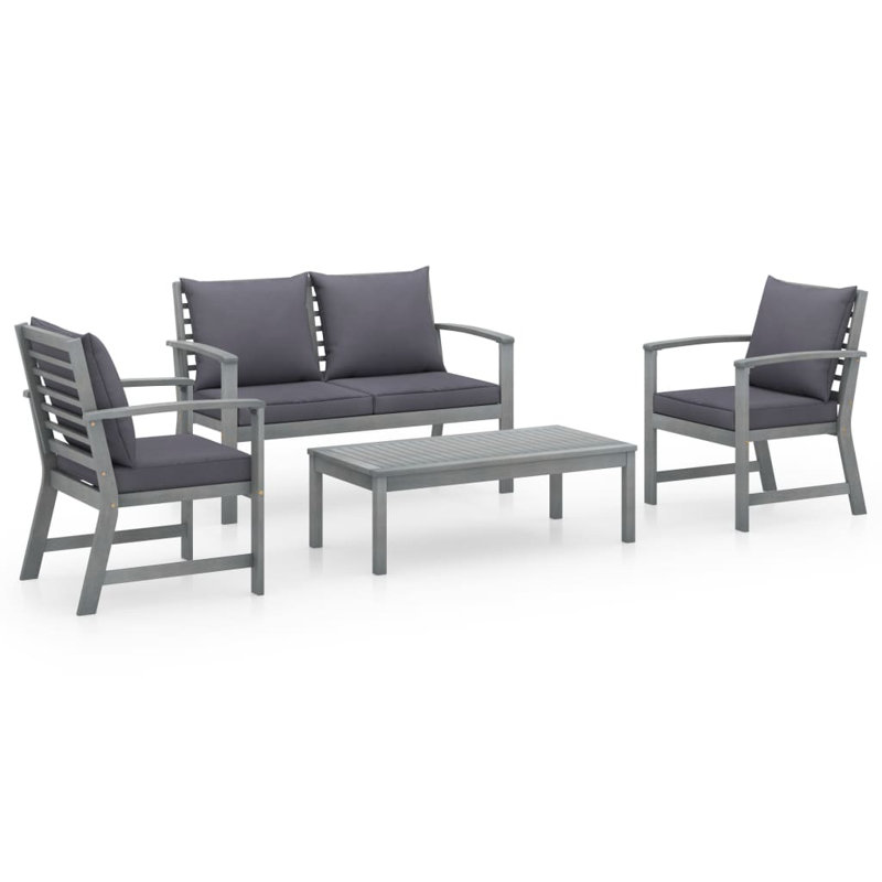 Aviv 4 Piece Lounge Chair with Cushions, Gray/Dark Gray