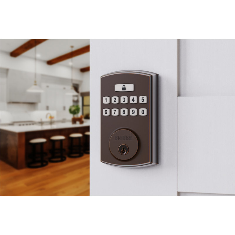 Brinks Electronic Keypad Deadbolt Lock, Tuscan Bronze