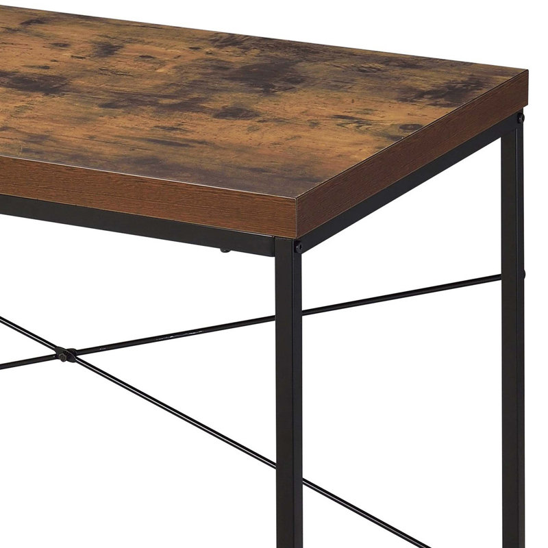 Writing Desk With Metal Sled Base, Brown