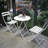 3-Piece Bistro Set White Patio Of Foldable Round Table And Chairs Outdoor Furniture-1350853217