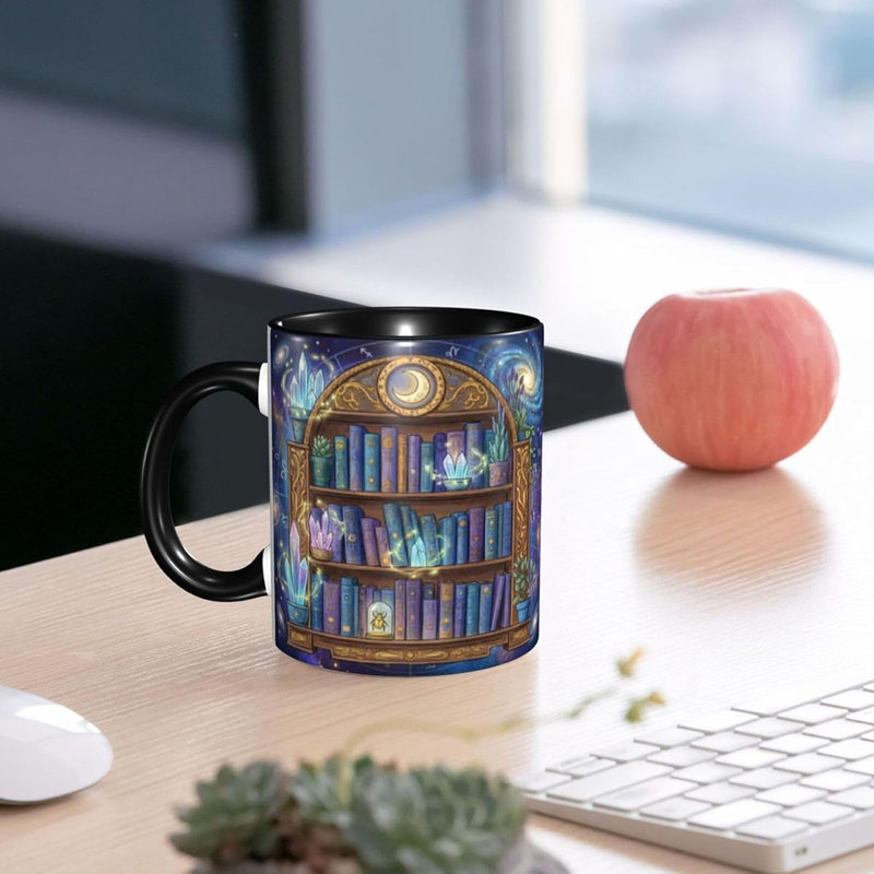 Bookshelf Coffee Mug 11oz Ceramic Cup