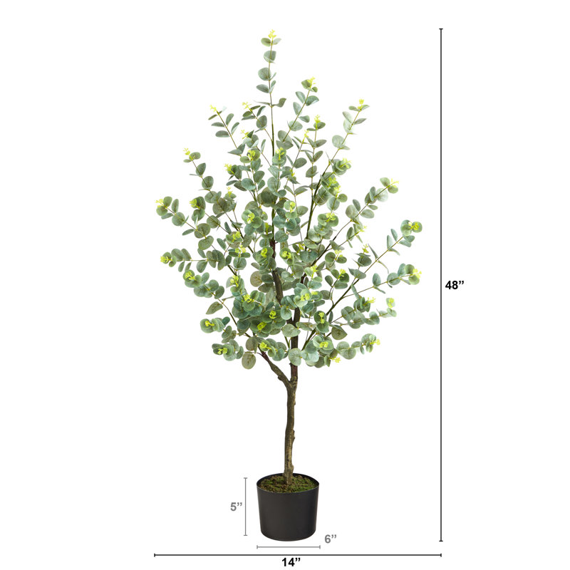 Eucalyptus artificiel en pot, H 48 po x l 14 po x P 14 po