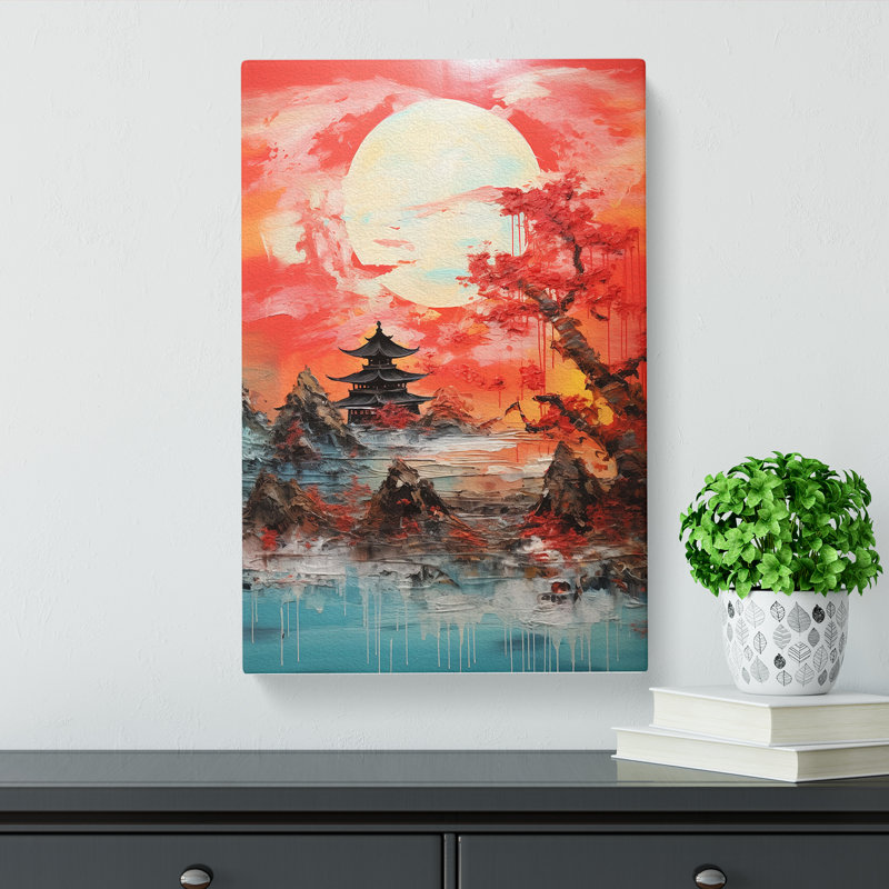Japanese Sunset Gestural No.2 - Print, 60cm H x 40cm W x 3cm D