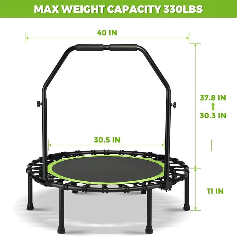 Wekli 101.6cm Round Fitness Trampoline with Handlebar