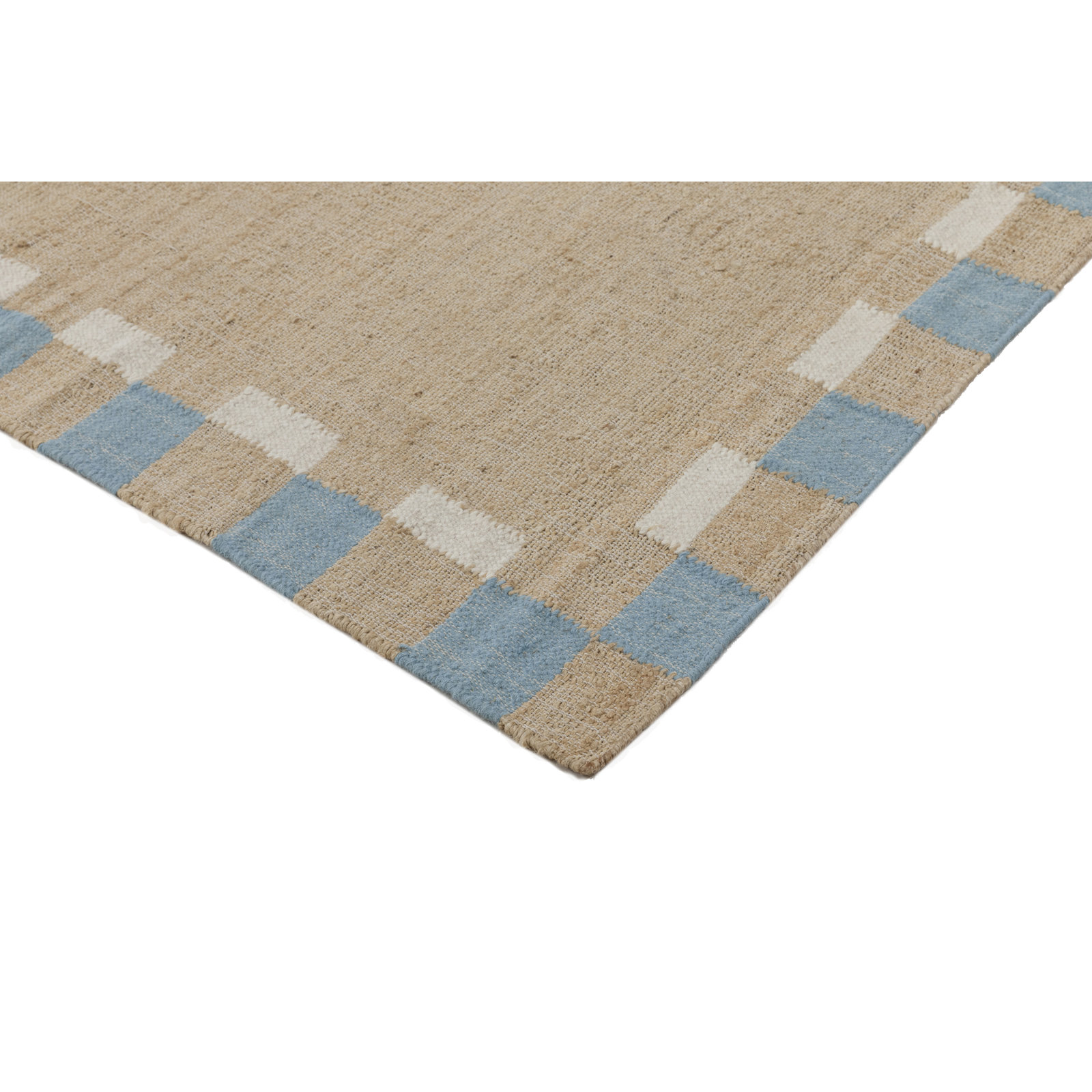Heidi Checkered Flatweave Jute Rug, Blue, 5'x8'