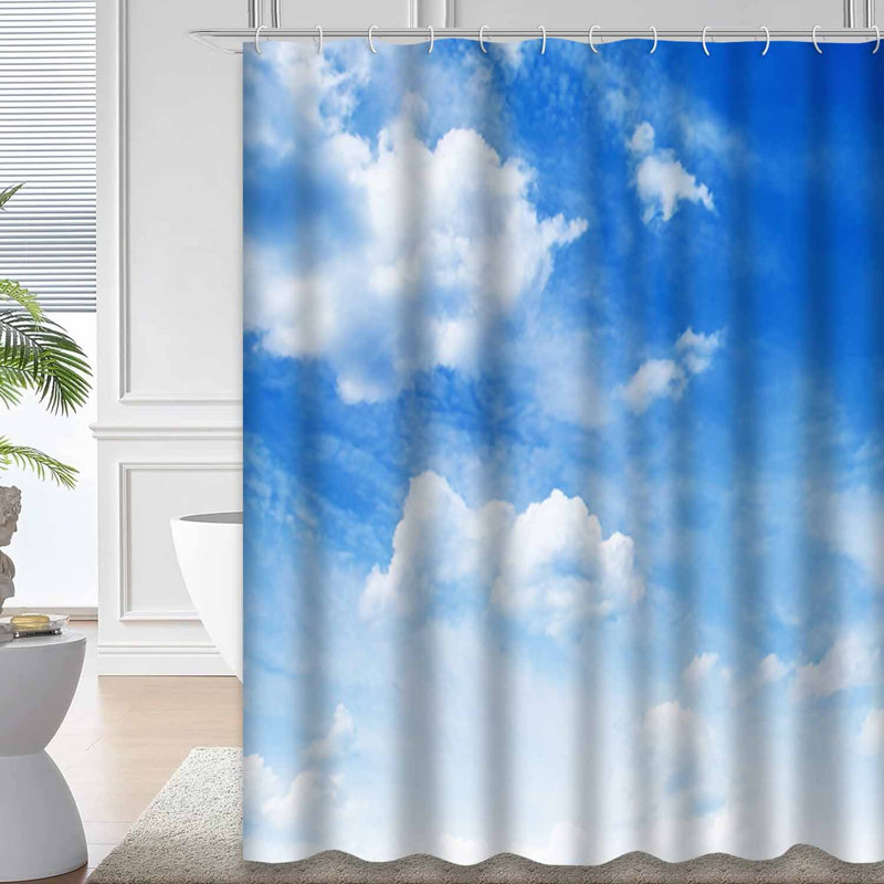 Rideau de douche bleu imperméable, rideaux de douche pour la salle de bain avec 12 crochets, L 72 po x l 78 po