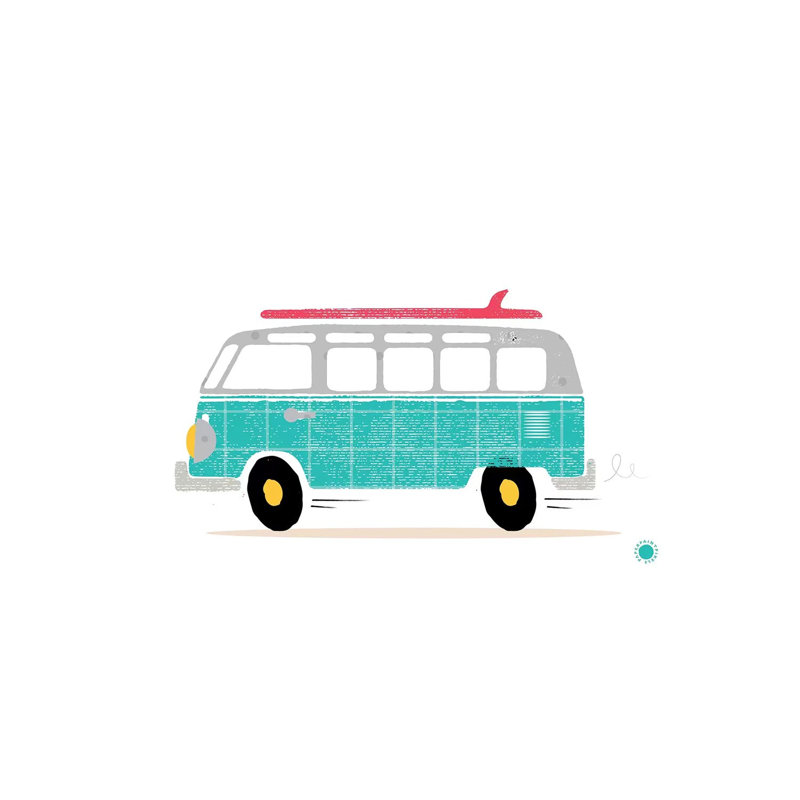 Van by PaperPaintPixels - Wrapped Canvas Painting, 20.32cm H x 30.48cm W x 1.91cm D