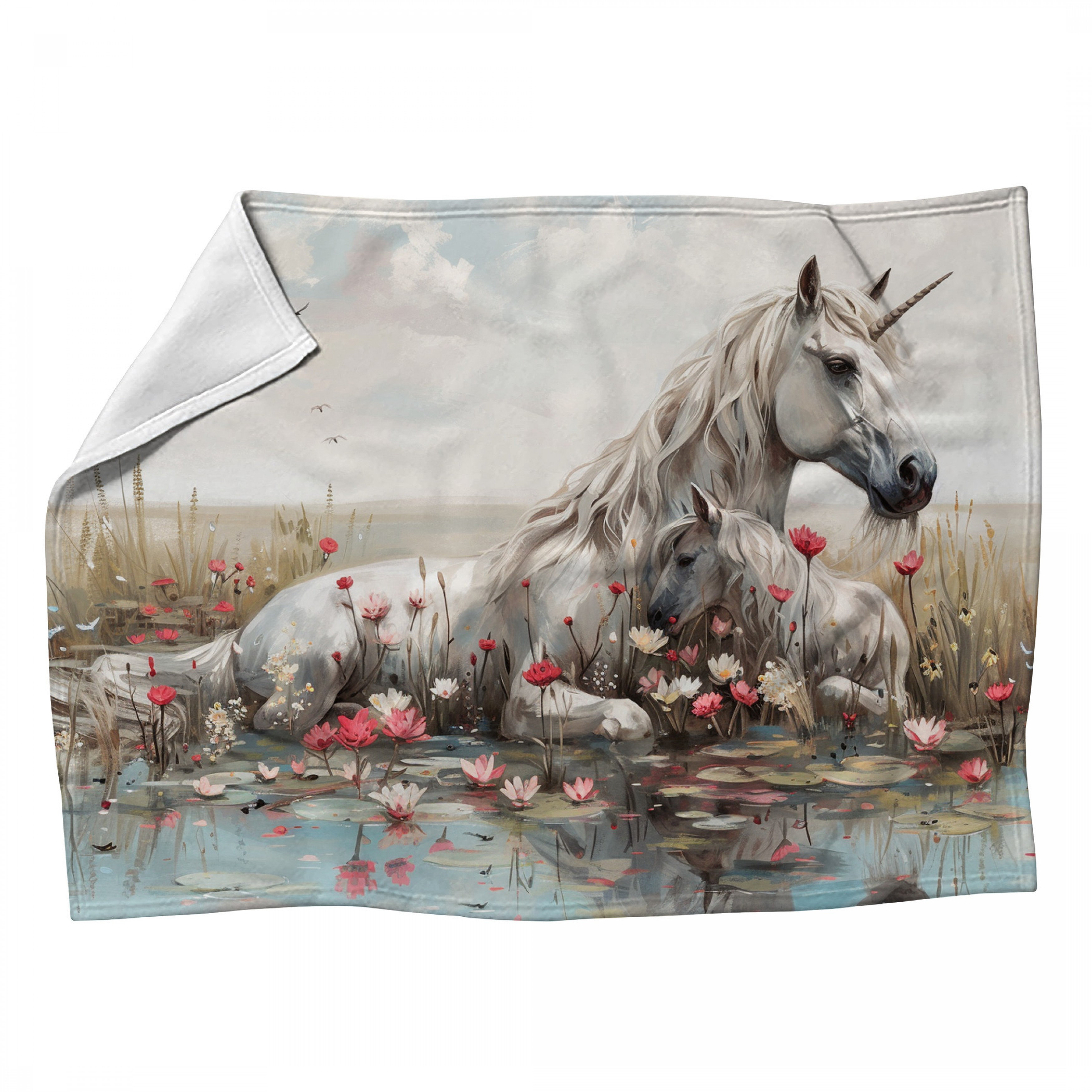VisionDecor Unicorns Fleece Throw Blanket Fantasy Throws for Sofas or