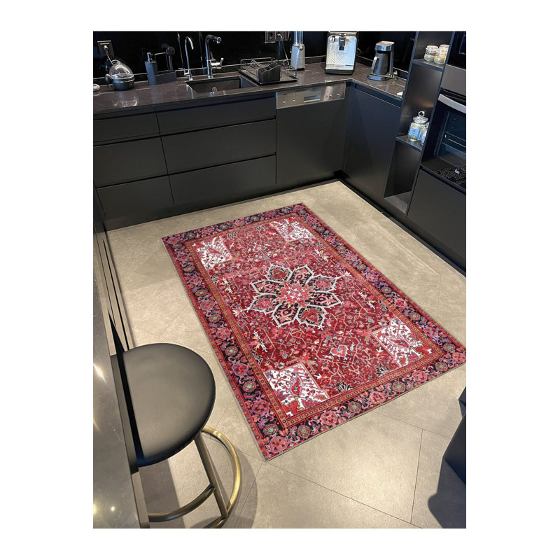 Tapis blanc tissé à motif géométrique traditionnel de couleur blanche lavable à la machine