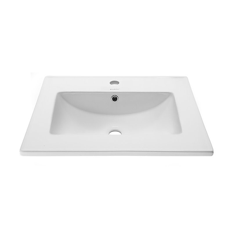 Comptoir de meuble-lavabo en céramique 24 po avec trou pour robinet Swiss Madison, Blanc lustré, Trou unique