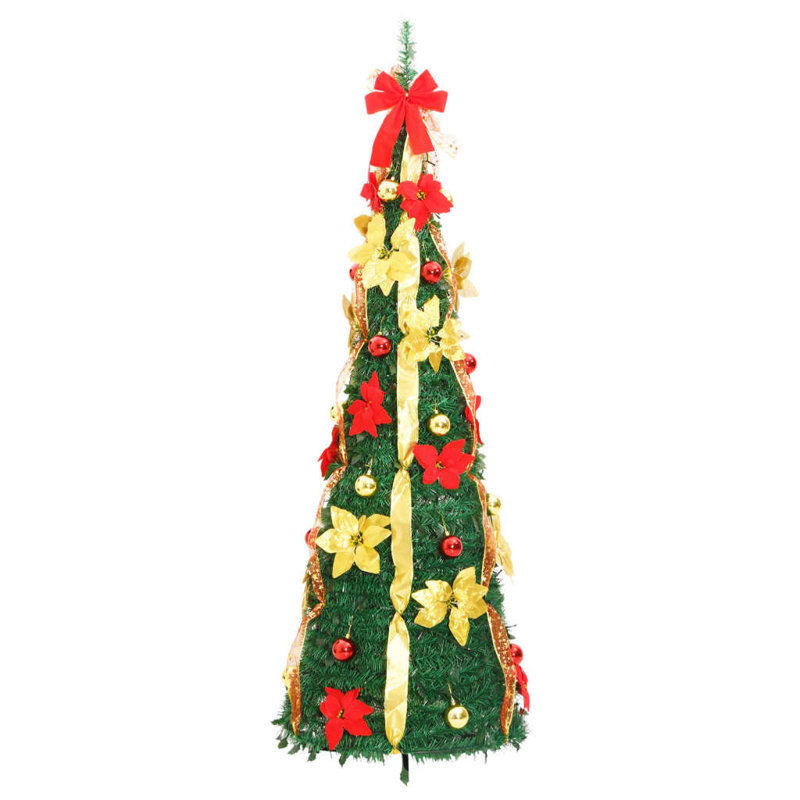 Arbre de Noël artificiel arbre de Noël avec support 50 lumières DEL vert, H 3,9 pi