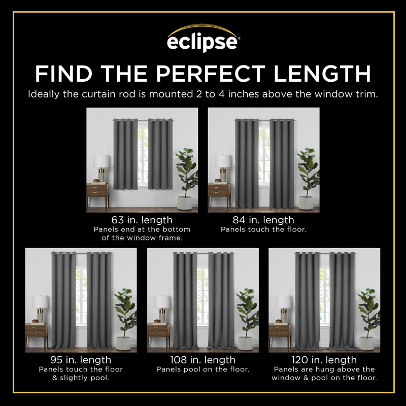 Gray 63" Polyester Blackout Nursery Curtain Panel