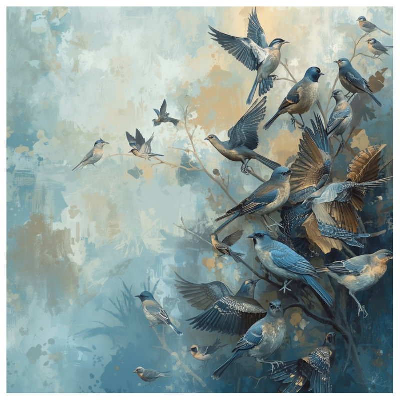 Blue Birds In Flight Bath Mat, 24in W x 17in L