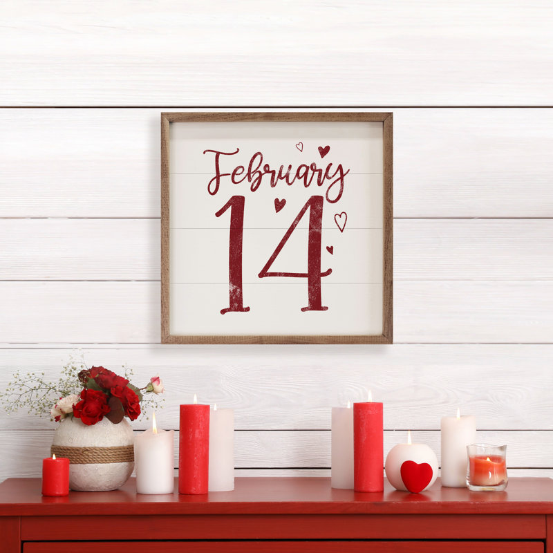 14 fevrier Cœurs - rouge, Rouge / blanc, H 16 po x l 16 po