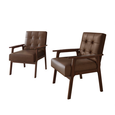 Ensemble de 2 chaises d'appoint en polyuréthane brun
