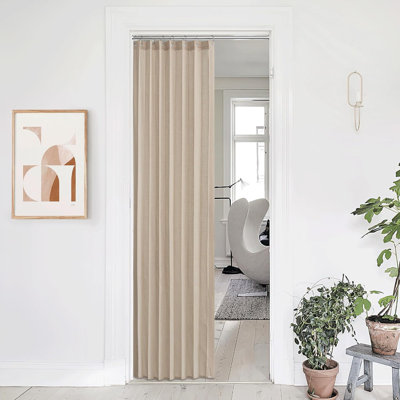 NICETOWN Linen Sheer Curtains for Bedroom Living Room, Light Filtering Door Curtain for Doorway, Temporary Room Divider Sliding Door Shade for Closet, 1 Panel