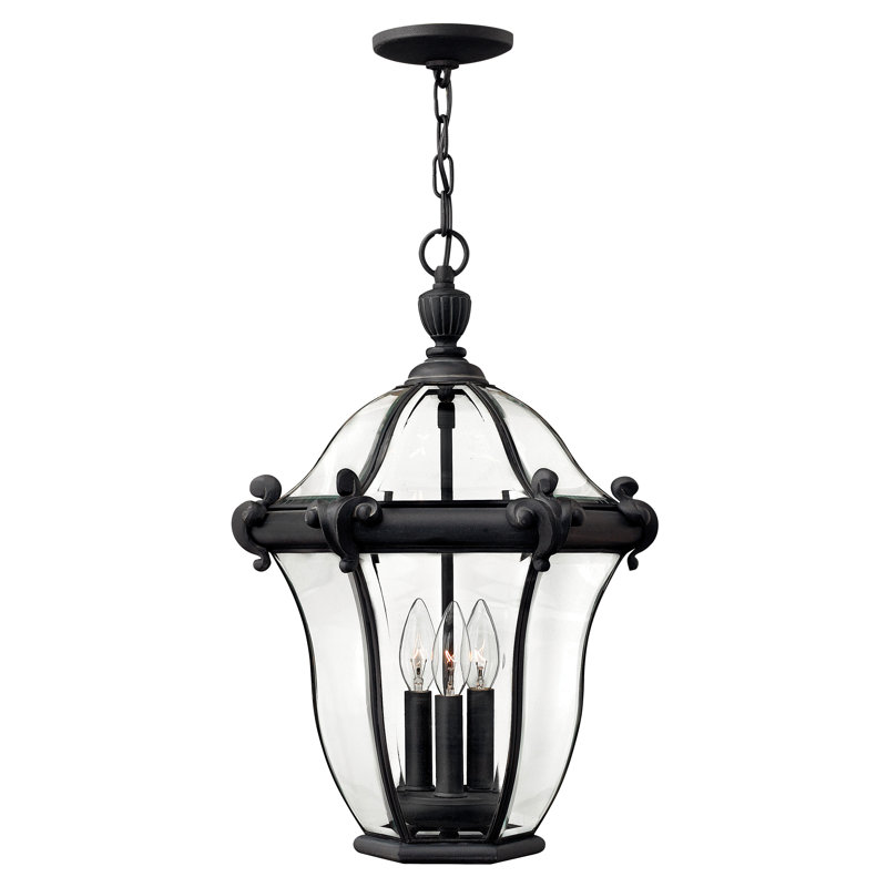 San Clemente 3 -Bulb 22" H Mains only Outdoor Hanging Lantern, Museum Black