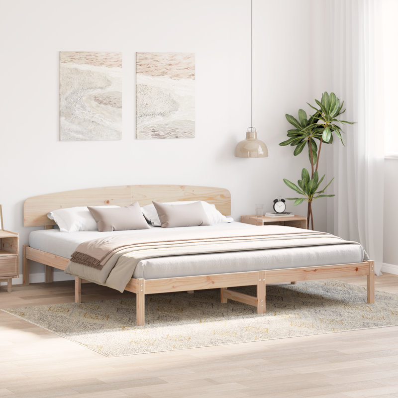 Vidaxl Bed Frame With Headboard Solid Pine Wood, Super King (6'), Brown