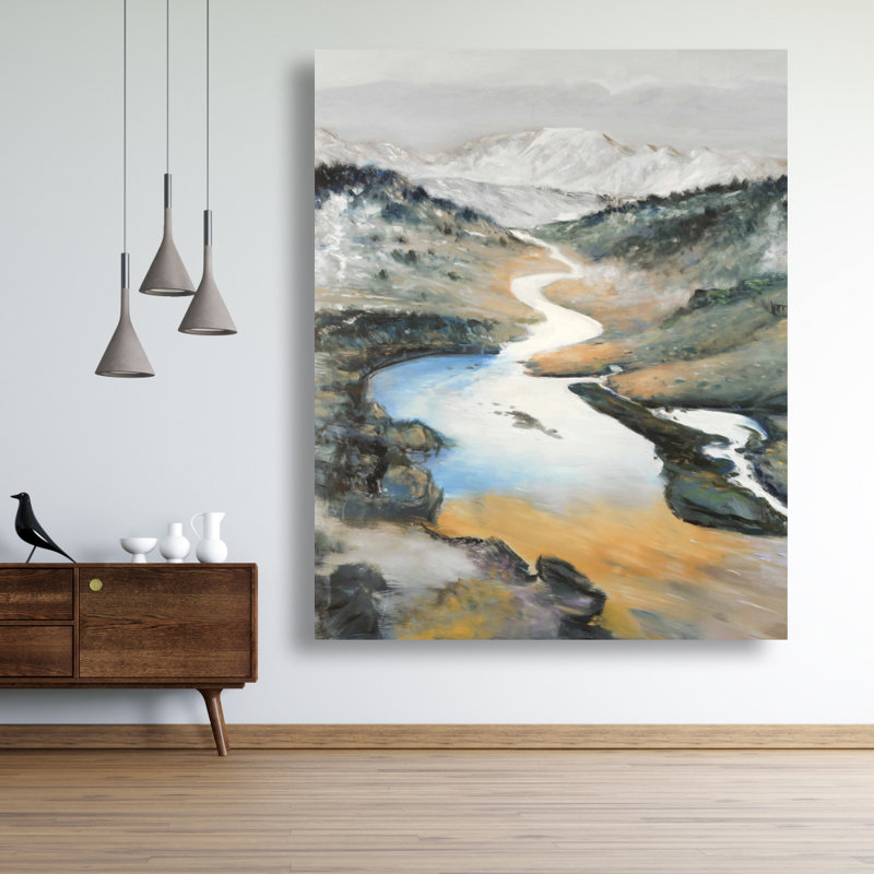 Paysage - Toile bleue contemporaine pour décoration intérieure