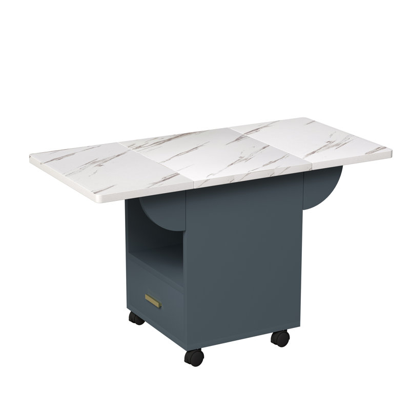 Table de salle à manger pliante en bois aggloméré 39,4 po avec 4 roulettes, console compacte à abattants pour petits espaces
