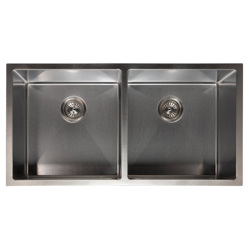 DuraSnow® ZLINE 36" Anton Undermount Double Bowl Fingerprint Resistant Stainless Steel Kitchen Sink with Bottom Grid