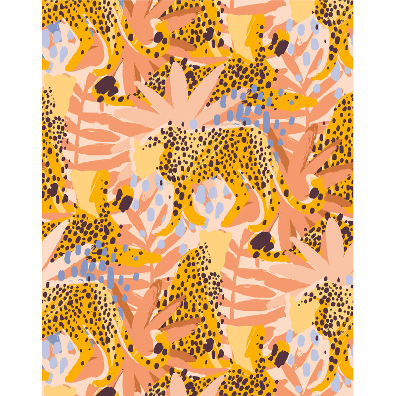7m x 75cm Matte Tropical Leopard Leaf Wallpaper Roll, Orange