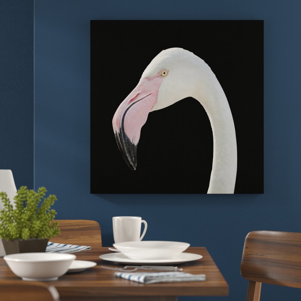 Leinwandbild Nahaufnahme weißer Flamingo