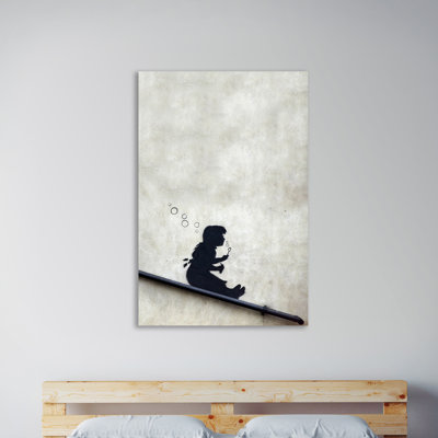 Bubble Girl II by Banksy - Wrapped Canvas Print