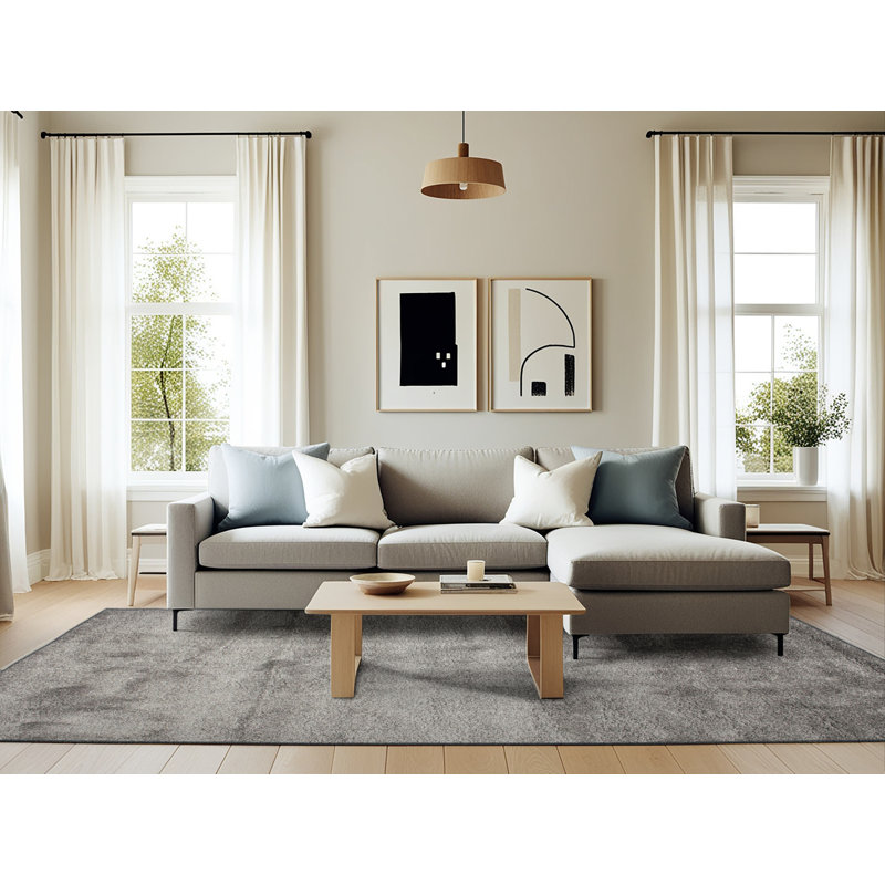 Tapis de zone noire contemporaine, Rectangle 6 pi x 9 pi