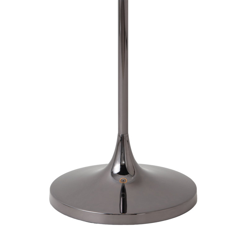 Lollipop Floor Lamp - Black Nickel,  Linen Double Shade, On/Off Pull Chain, Cashmere Gray