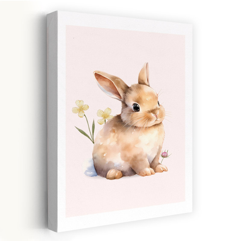 Adorable aquarelle mignonne lapin contemporain paisible, 60" H x 40" W