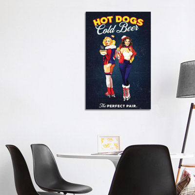 Hot Dogs Beer Hockey - Wrapped Canvas Print