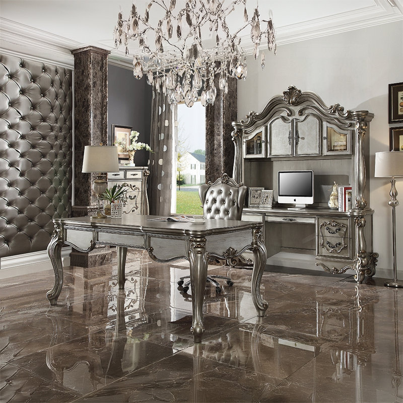 ACME Versailles Executive Mishell w/Hutch, Antique Platinum, Platinum