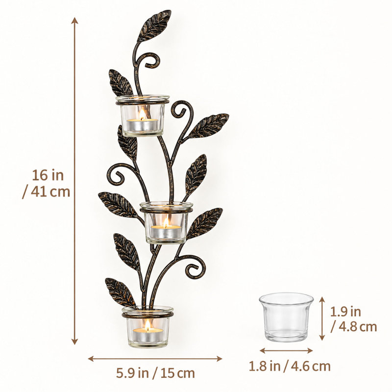 Ensemble de 2 appliques murales 2 pièces avec 6 bougies chauffe-plat