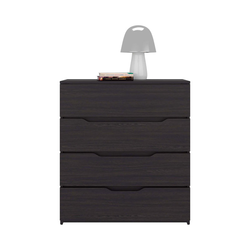 Commode 4 tiroirs Wenge avec tiroirs coulissants pour un rangement efficace et un design minimaliste moderne, Wengé