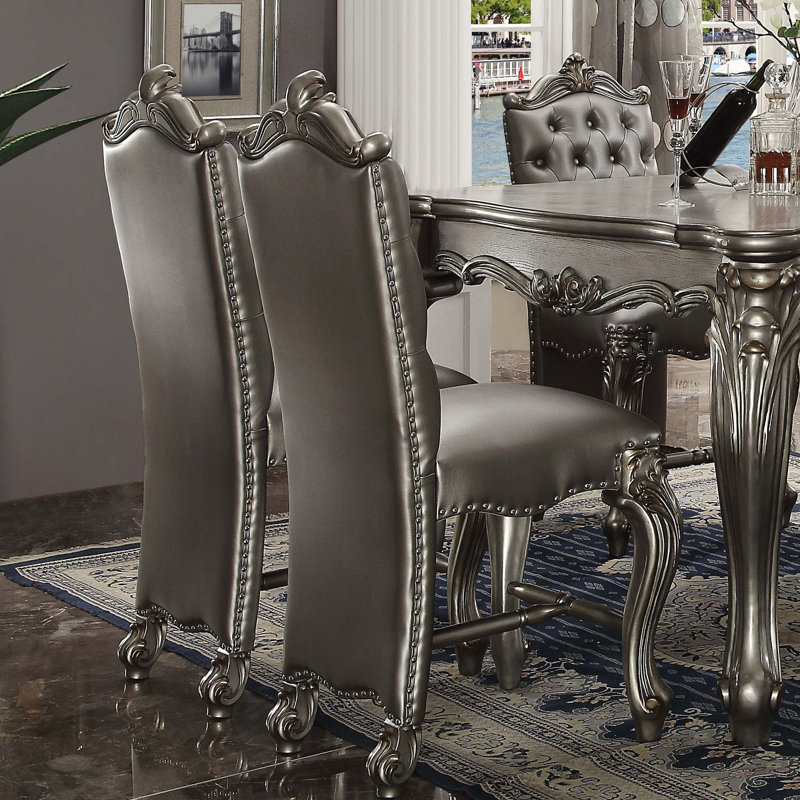 Chaise touffetée à hauteur de comptoir (ensemble de 2), Argent argent