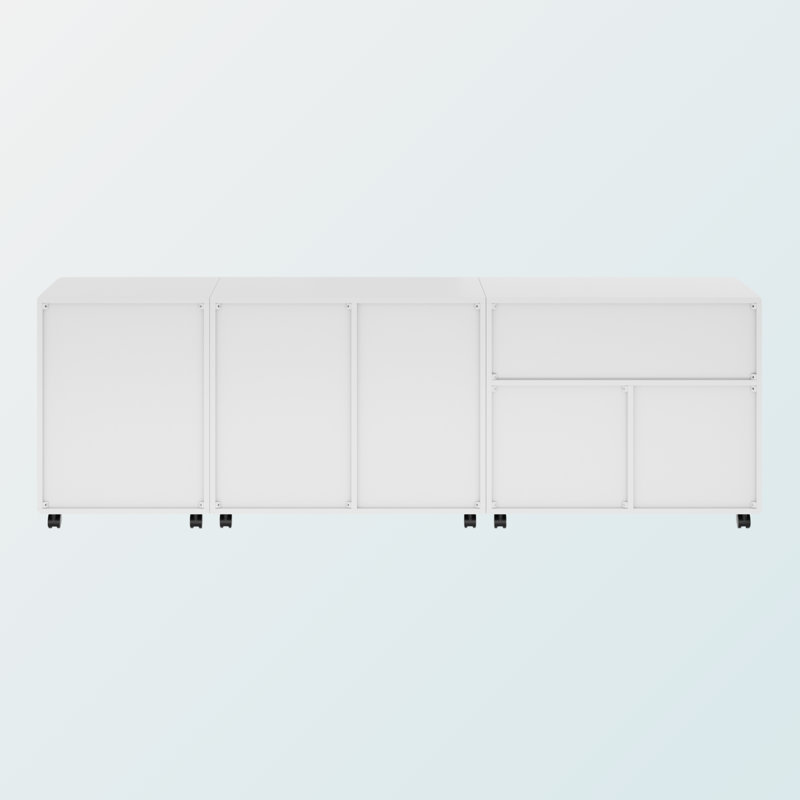Sutton 3-Piece Multi-Storage Cabinet Set in White Finish, 26.03'' H X 80.32'' W X 15.84'' D, White