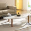 Table de chambre en faux marbre, table basse polyvalente pour la maison avec support géométrique,