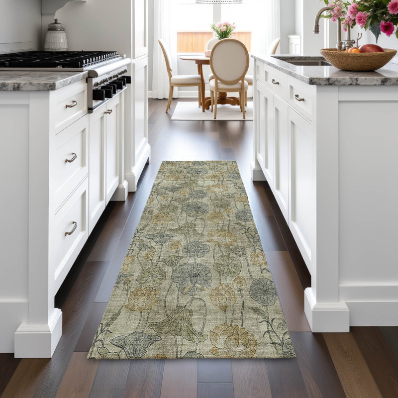 Machine Washable Indoor/Outdoor Jocelyn ACN2128 Floral Rug, Runner 2'3" x 7'6"