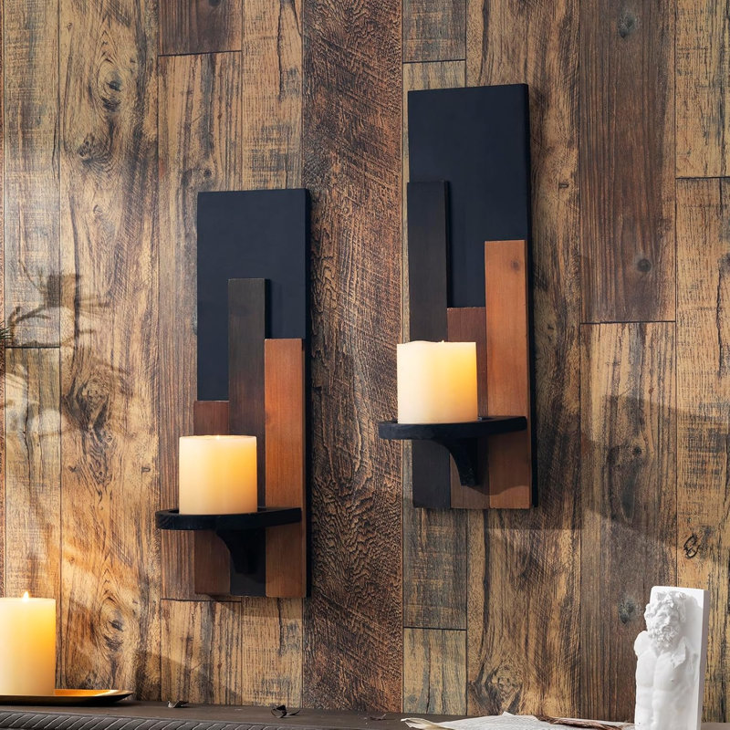 Wall Mounted Wooden Candle Holder