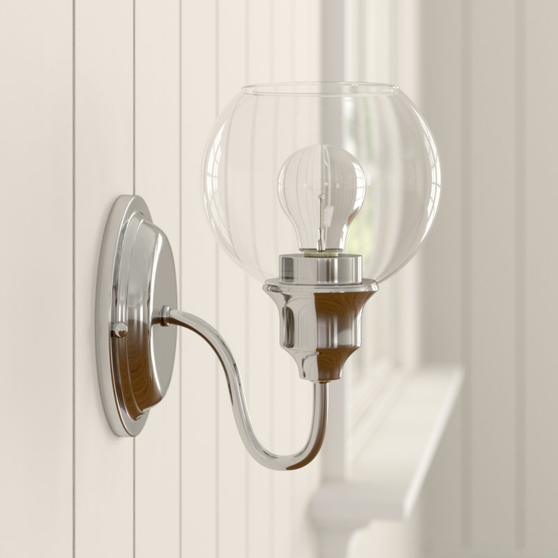 Hunley Armed Sconce, Clear, Polished Chrome