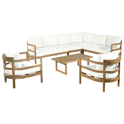 Ensemble de canapé modulaire d'extérieur en bois d'acacia 7 places