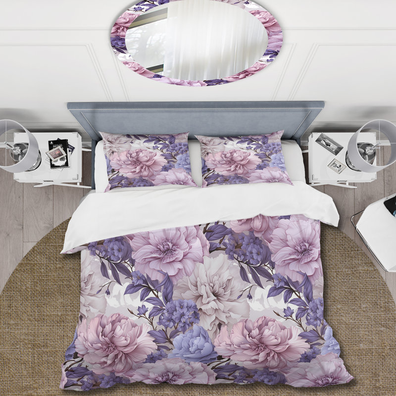 Literie victorienne Elegance Blossom, Housse de couette pour très grand lit et 2 très