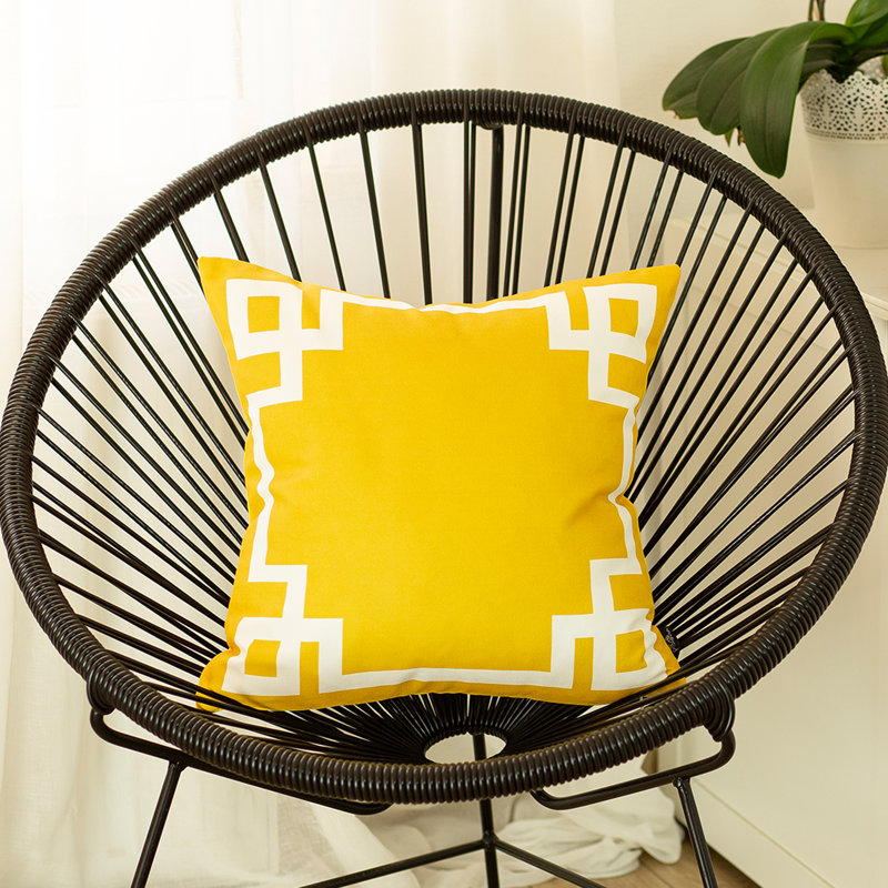 Housse de coussin géométrique, Jaune, 18 po x 18 po, Housse de coussin seulement - sans coussin