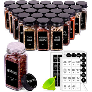 24 Pack 3.5oz Square Plastic Spice Jars,Seasoning Containers with Black  Screw Lids to Pour or Shake,Empty Storage Spice Containers for