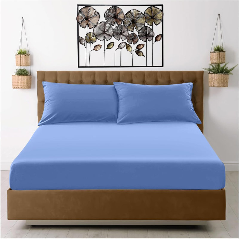Standard Fitted Sheet, Sky Blue, Double Fitted Sheet