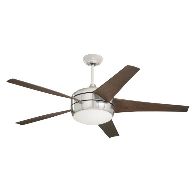 54'' Ceiling Fan with LED Lights, Brushed Steel with Midnight Bordeaux Blades