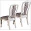 Ensemble de 2 chaises de salle à manger antiques et rembourrées capitonnées gris